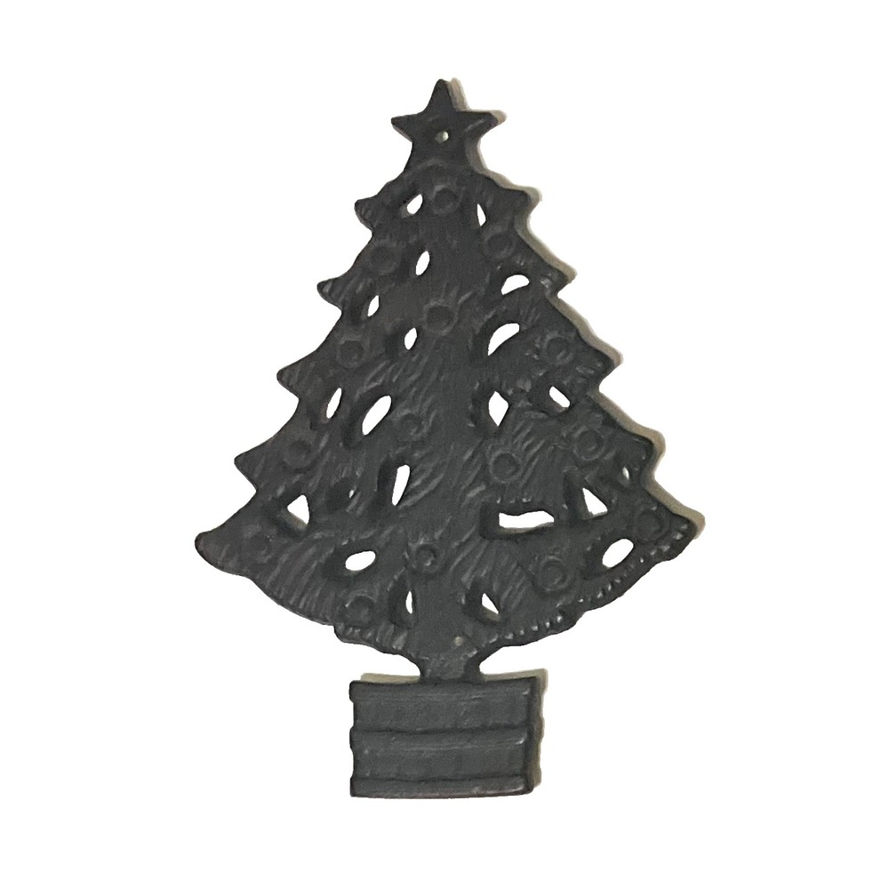 Vintage Art Smithy Cast Iron Trivet Merry Christmas Tree